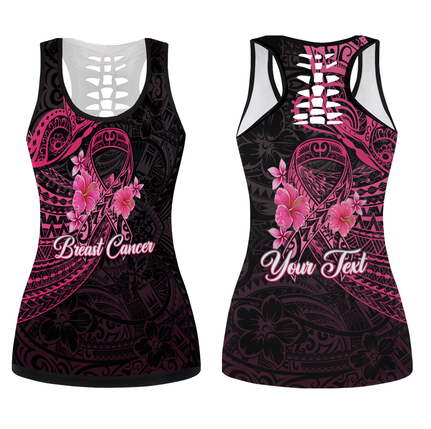 custom-personalised-breast-cancer-pink-ribbon-butterfly-polynesian-black-version-hollow-tank-top