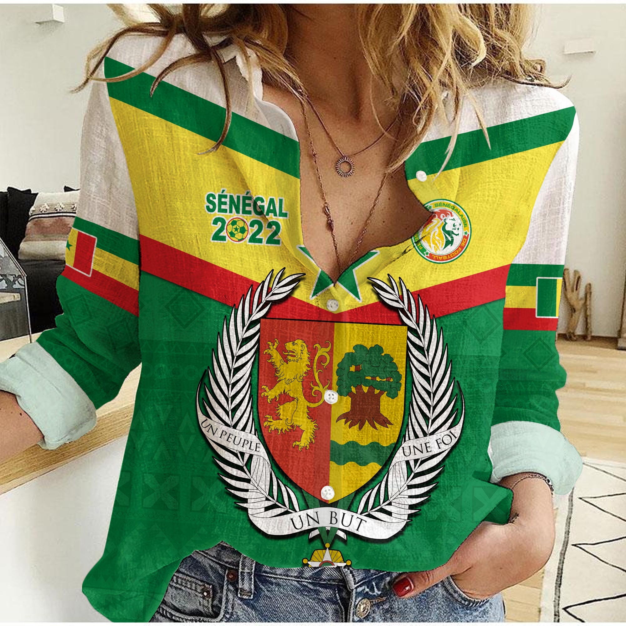 Senegal 2022 Sporty Women Casual Shirt Lions of Teranga Proud Football LT13 - Wonder Print Shop
