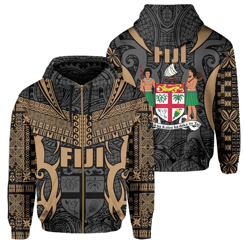 Fiji Hoodie Special Fiji Zip Hoodie Black Gold - Wonder Print Shop