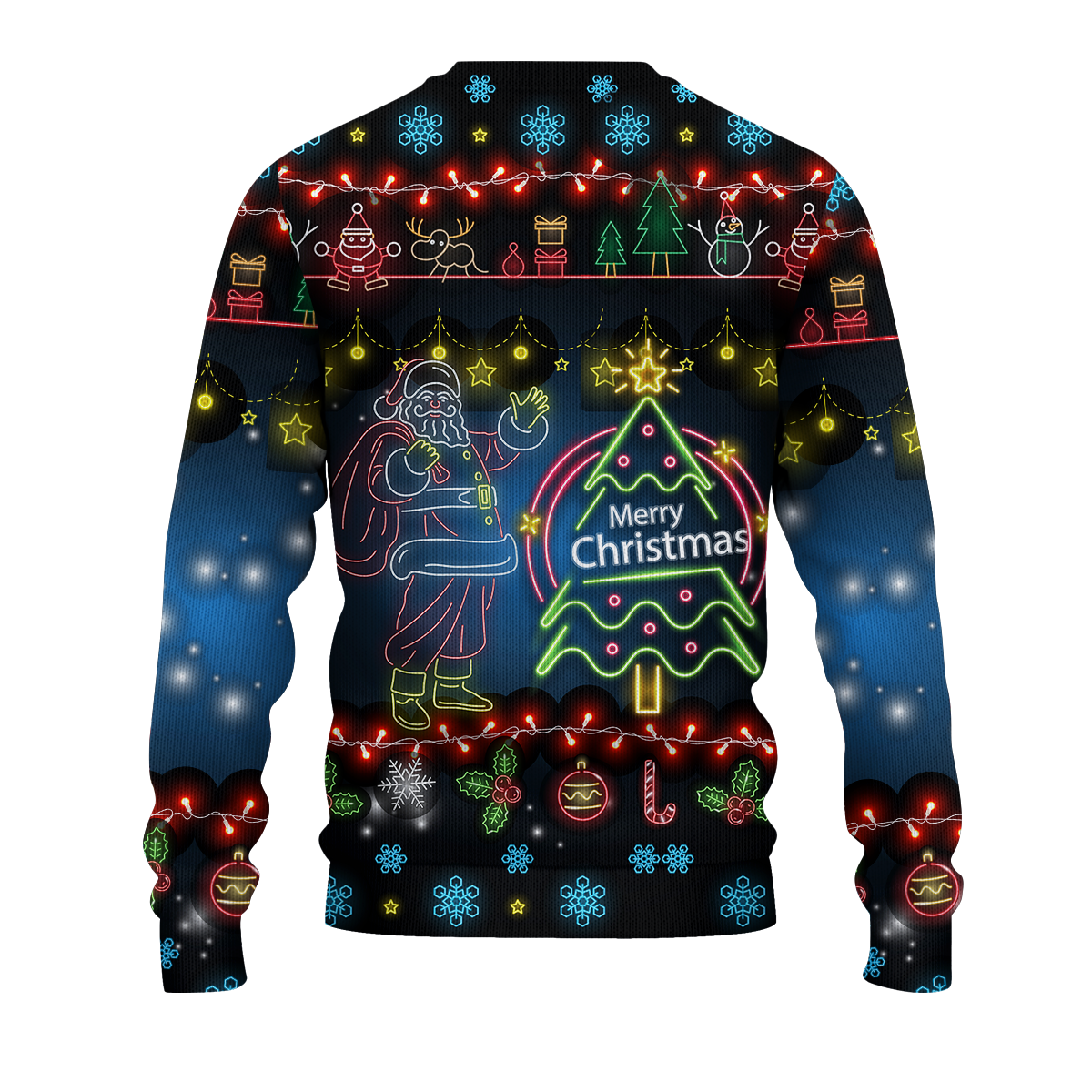 Christmas Santa Neon Lighting Ugly Pattern Sweatshirt - LT12 - Wonder Print Shop