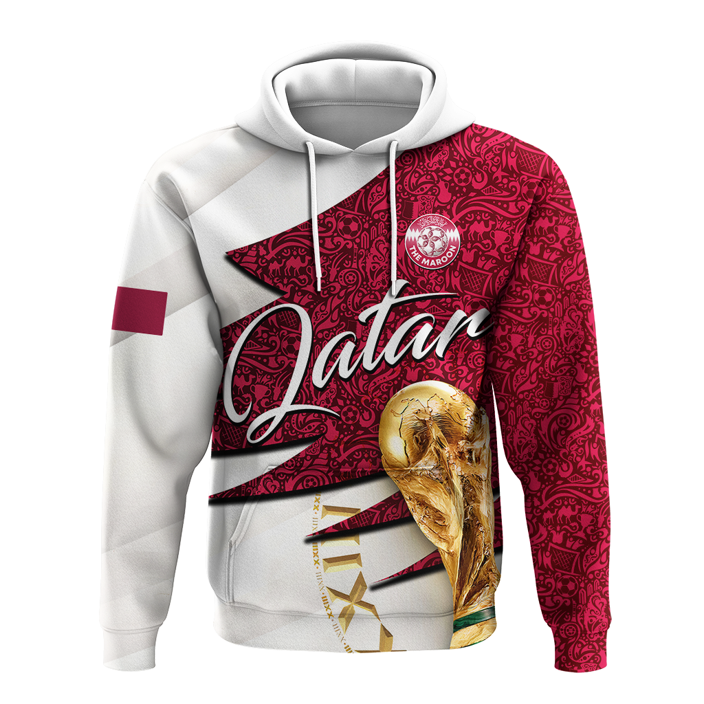 Custom Qatar Football Team Football 2022 Hoodie LT2 - Wonder Print Shop