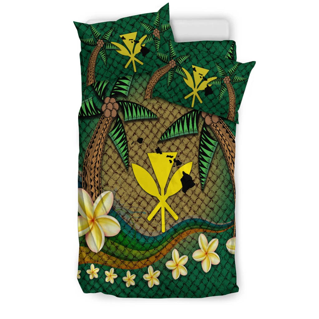Kanaka Maoli (Hawaiian) Bedding Set - Lauhala Tropical Plumeria Coconut Tree Polynesian LT4 - Wonder Print Shop