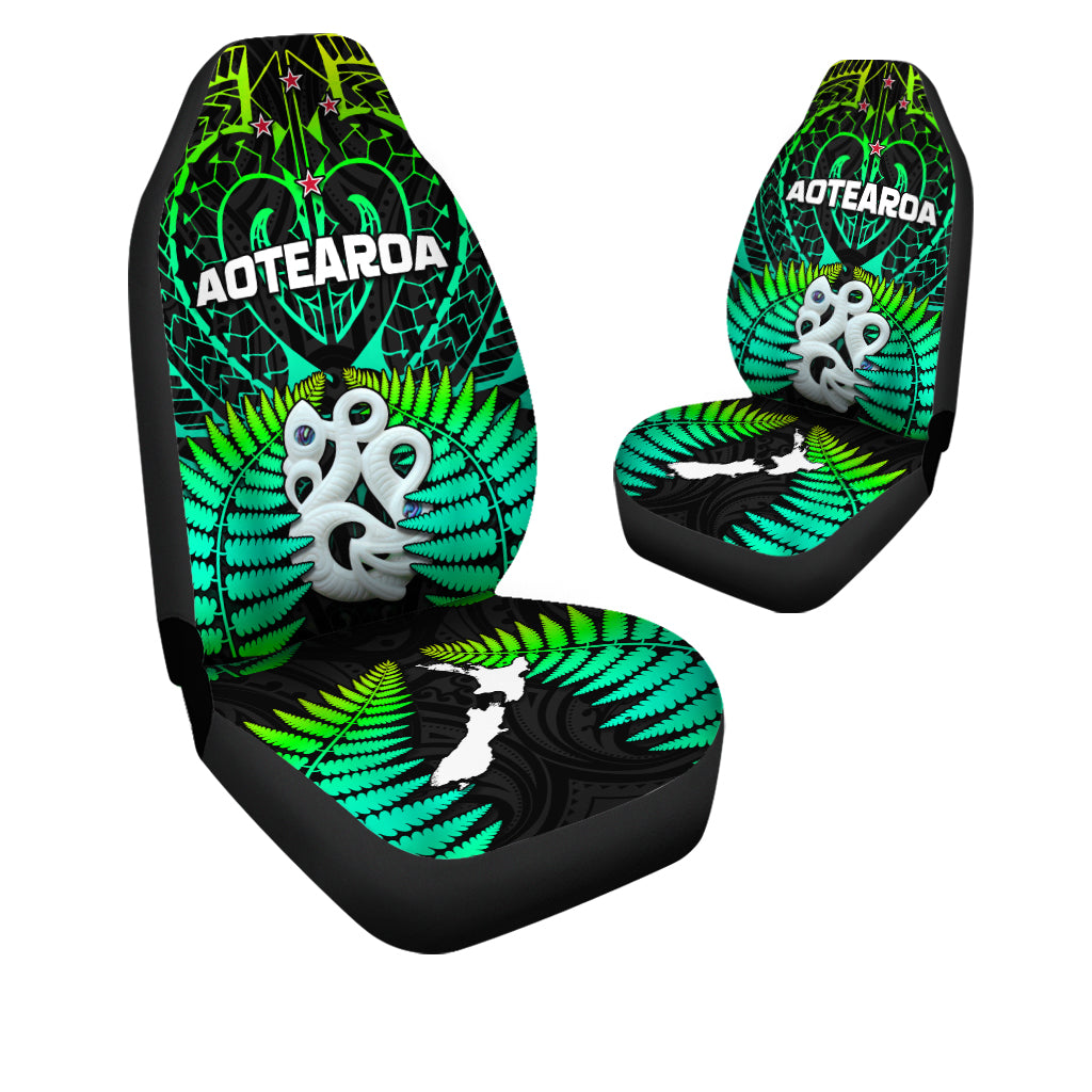 Aotearoa Fern Car Seat Covers New Zealand Hei Tiki Green Style LT13 - Wonder Print Shop