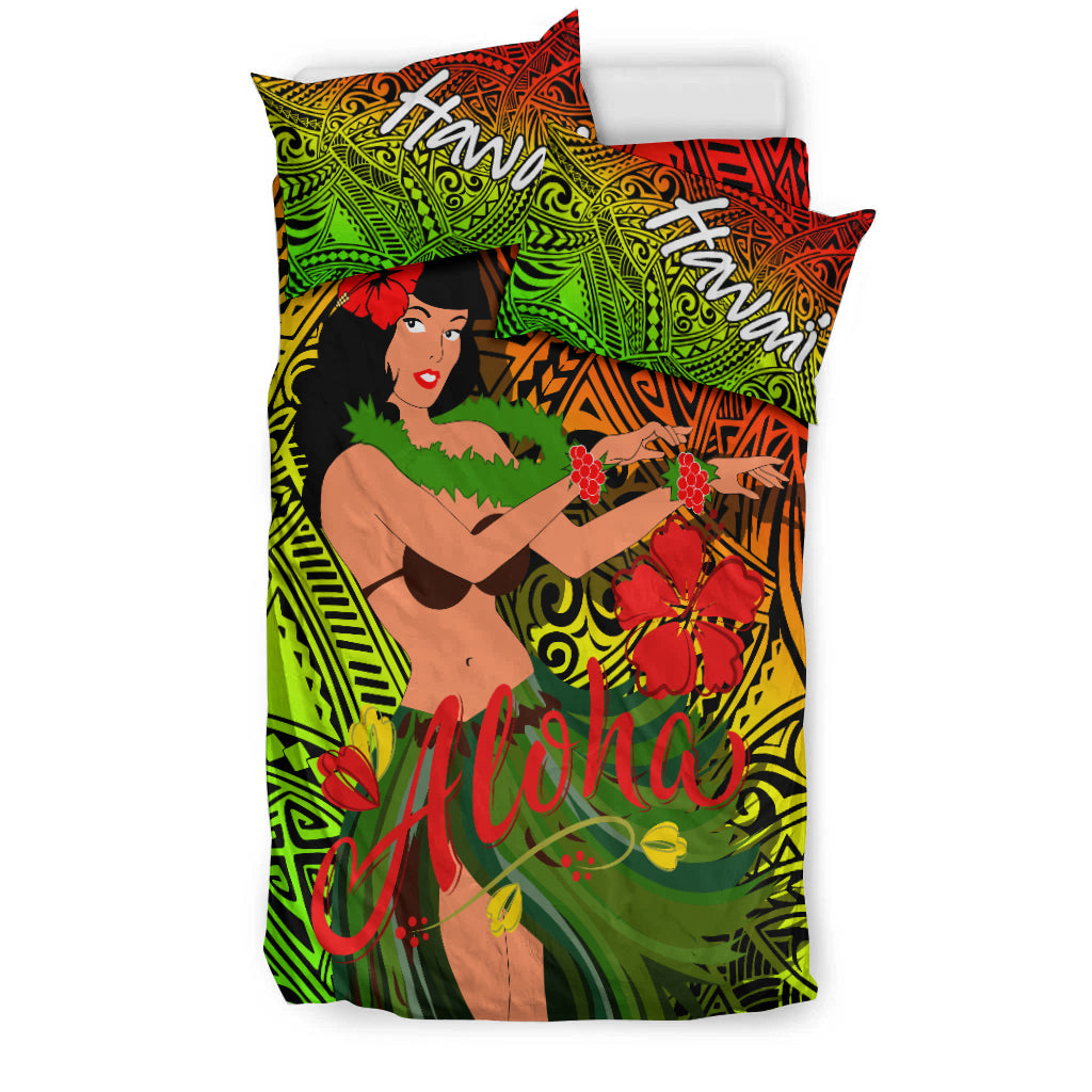 Hawaii Hula Girl Reggae Bedding Set LT2 - Wonder Print Shop