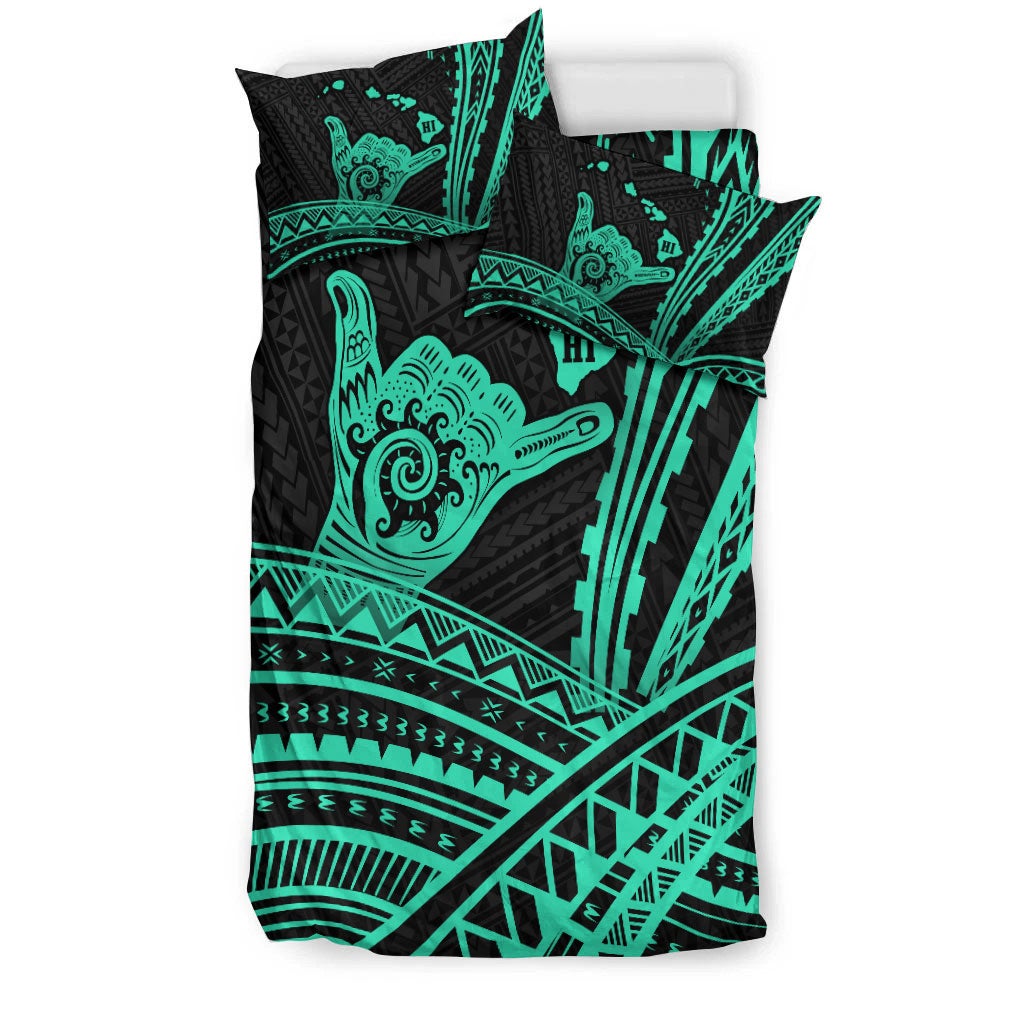 Hawaii Shaka Polynesian Tribal Turquoise Bedding Set LT12 - Wonder Print Shop