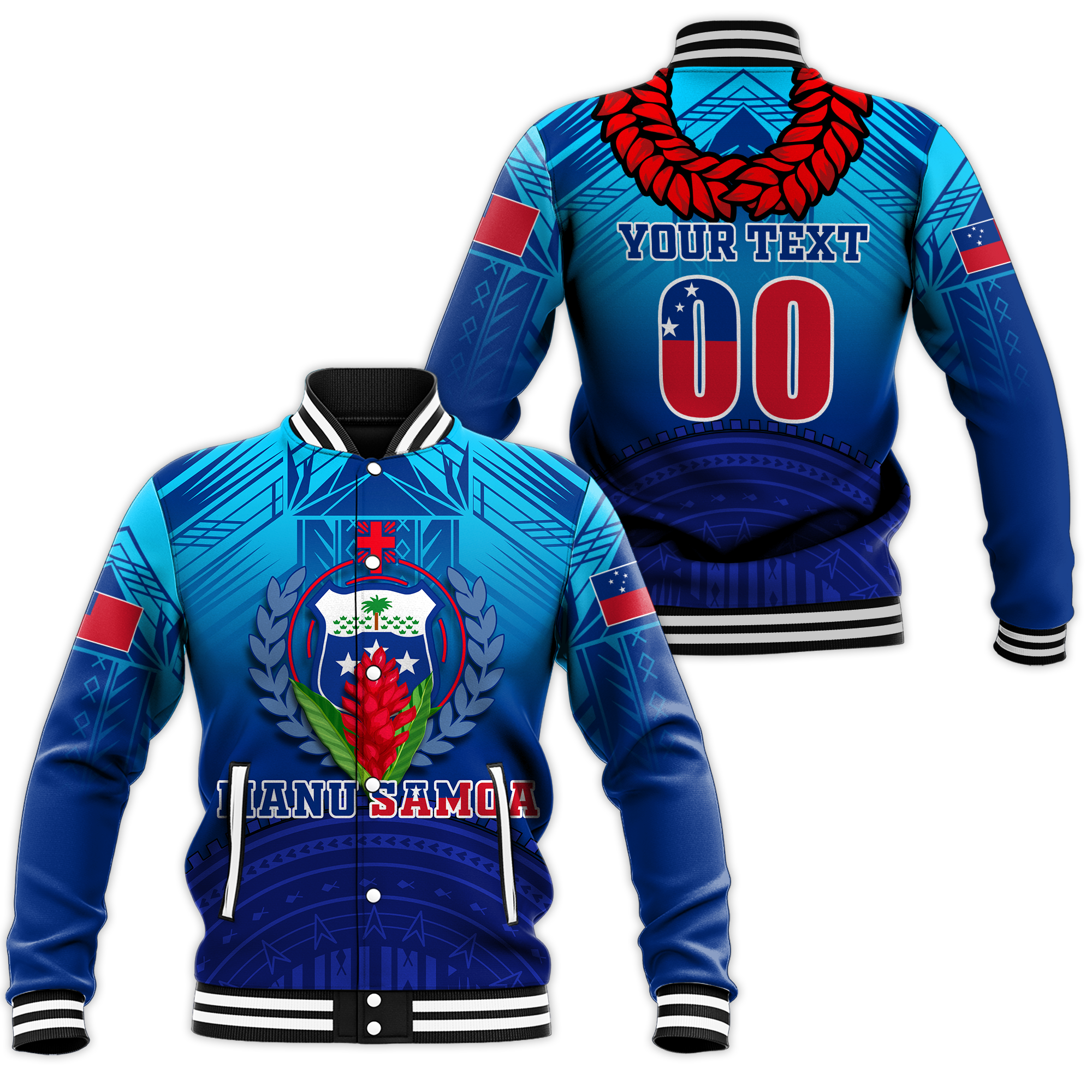 Custom Personalised Manu Samoa Legend Baseball Jacket - LT12 - Wonder Print Shop