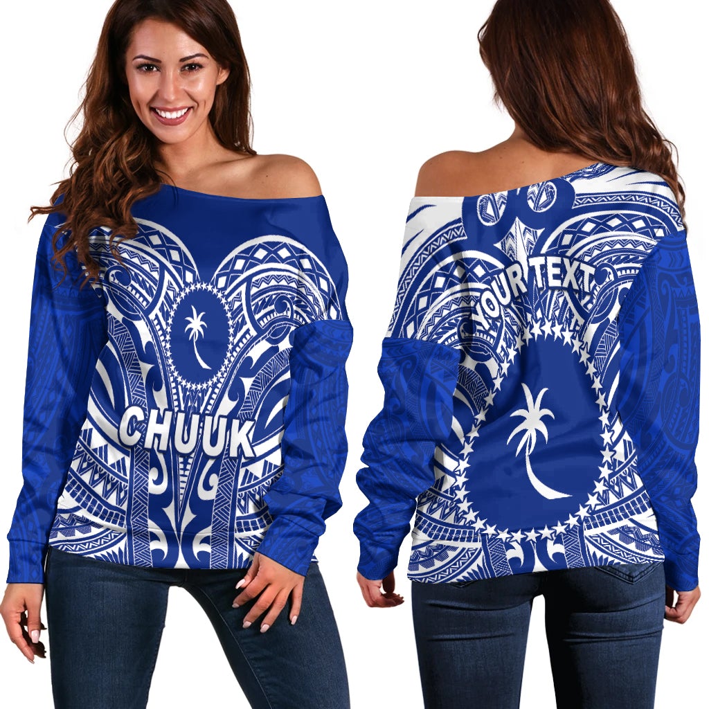 (Custom Personalised) Chuuk Micronesia Off Shoulder Sweater Simple Pattern LT13 - Wonder Print Shop