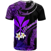 Black T-shirt with purple turtle graphic, plumeria flowers, and cursive text