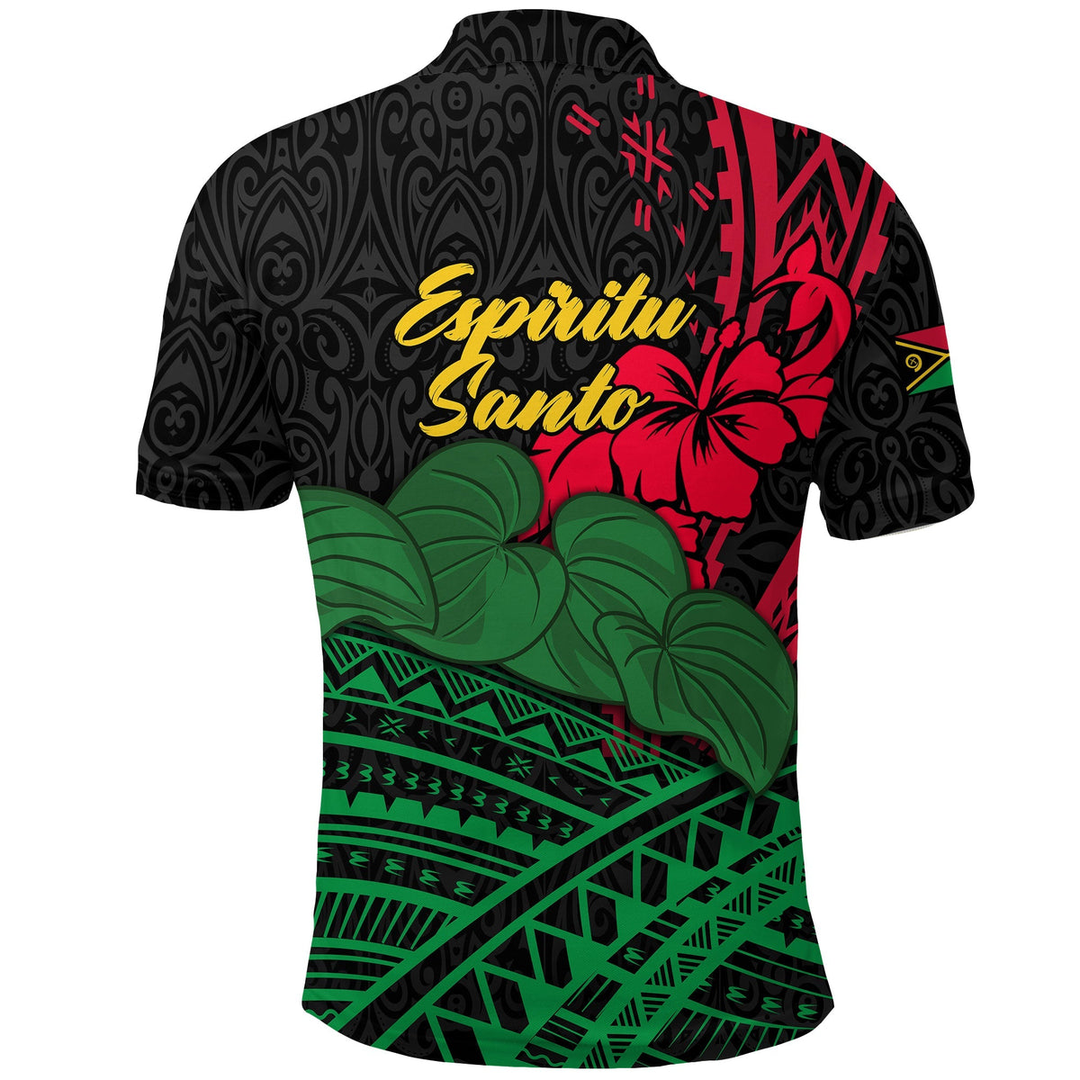 Vanuatu Espiritu Santo Polo Shirt Kava With Hibiscus LT12 - Wonder Print Shop
