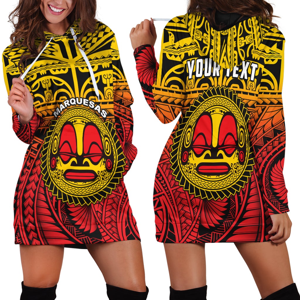(Custom Personalised) Marquesas Islands Hoodie Dress Mata Tiki Polynesian Pattern LT13 - Wonder Print Shop