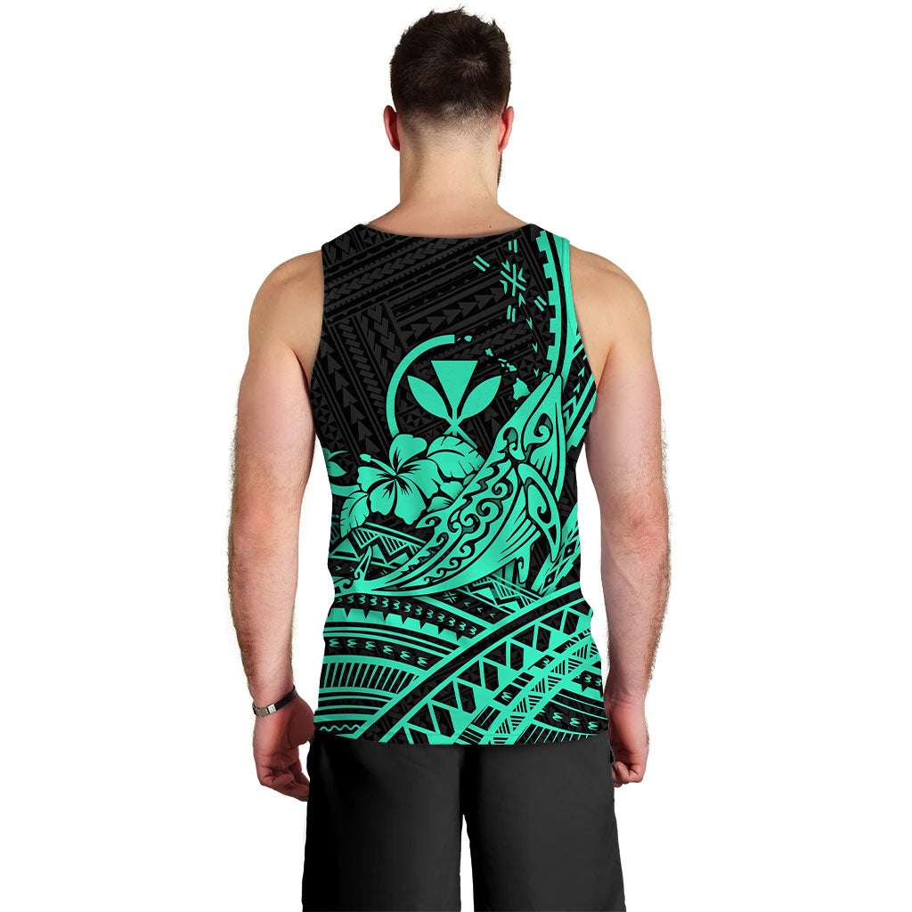 hawaii-humpback-whale-with-hibiscus-tribal-turquoise-men-tank-top