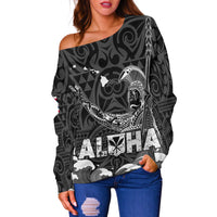 Hawaii King Kamehameha Aloha Hawai'i Nei Women Off Shoulder Sweater LT2 - Wonder Print Shop
