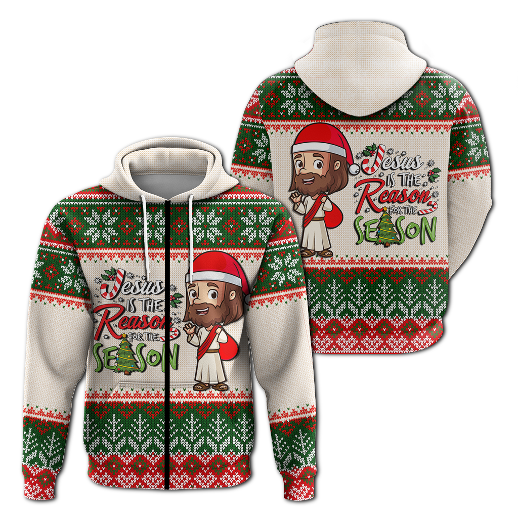 Christmas Jesus Is The Reason For The Season Ugly Pattern Hoodie LT12 - Wonder Print Shop