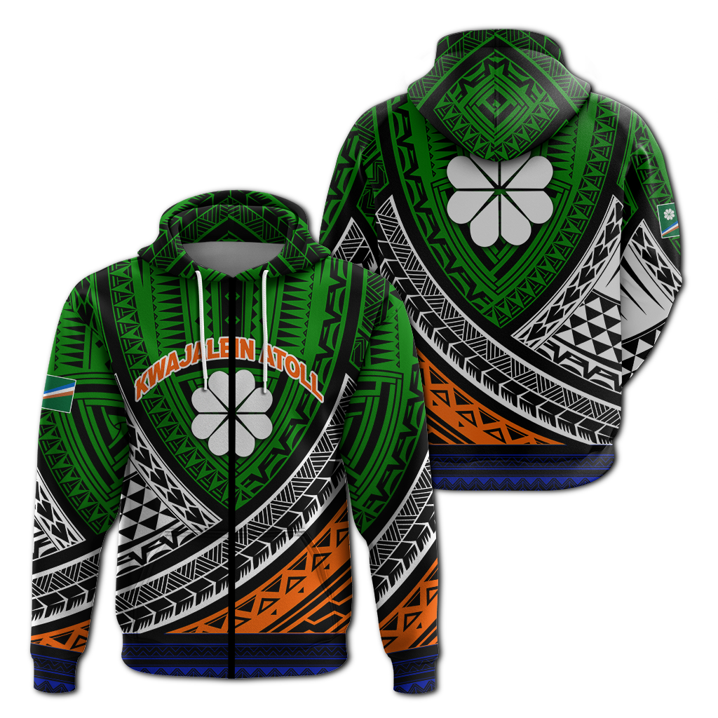 Kids hoodie in green with tribal graphics, front kangaroo pocket, hood and flower emblem