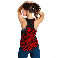 Hawaii Humpback Whale With Hibiscus Tribal Red Women Tank Top LT12 - Wonder Print Shop