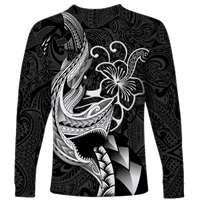 Custom Personalised Polynesian Shark Tattoo Hawaii Tribal Long Sleeve Shirt LT12 - Wonder Print Shop