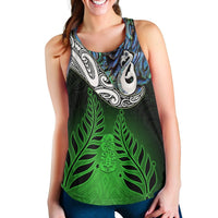 New Zealand Maori Women Racerback Tank Manaia Paua Shell Glitter Green LT4 - Wonder Print Shop