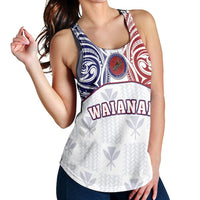 White racerback tank with Hawaiian flag graphics and WAIANAE print