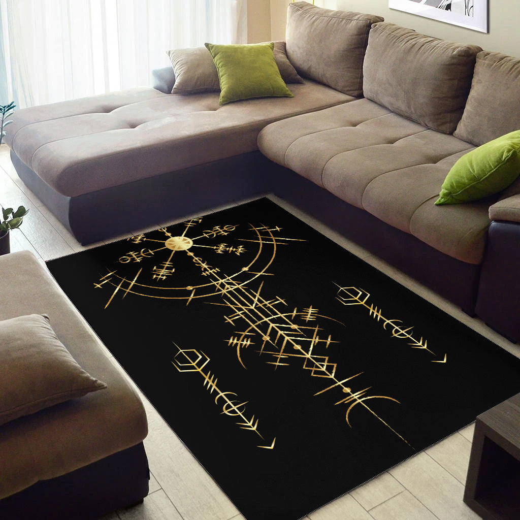 Viking Helm of Awe Gold Art Area Rug LT12 - Wonder Print Shop