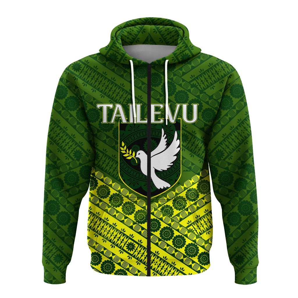 Custom Tailevu Rugby Union Fiji Zip Hoodie Tapa Pattern LT12 - Wonder Print Shop