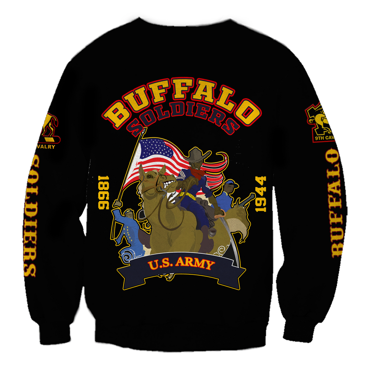 Big Boy Buffalo Soldiers Sweatshirt Black LT12 - Wonder Print Shop
