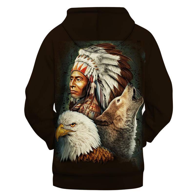 Chief Eagle and Wolf Native American Hoodie LT10 - Wonder Print Shop
