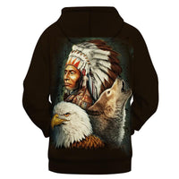 Chief Eagle and Wolf Native American Hoodie LT10 - Wonder Print Shop