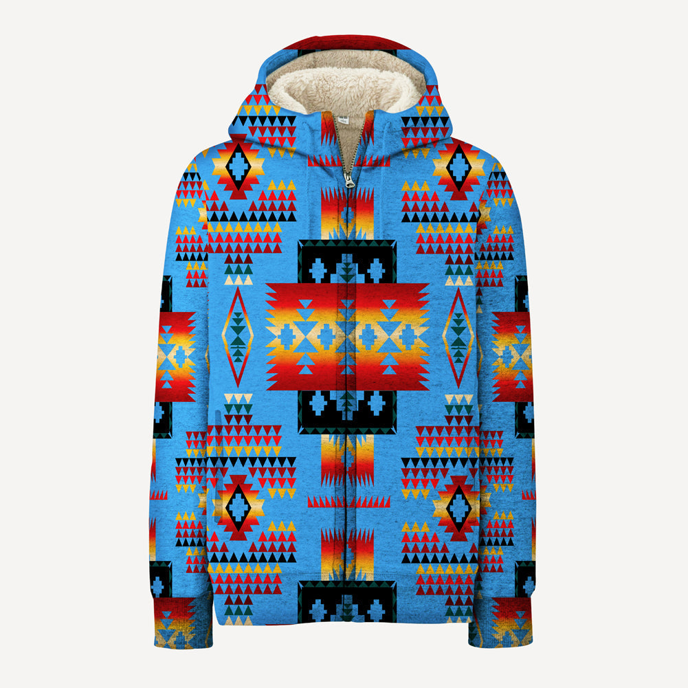 Dark Blue Native American Tribes Pattern 3D Fleece Hoodie LT10 - Wonder Print Shop