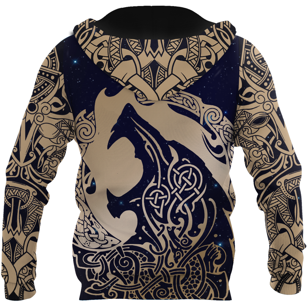 Viking Clothing Viking Wolf and Ravens Hoodie RLT12 - Wonder Print Shop