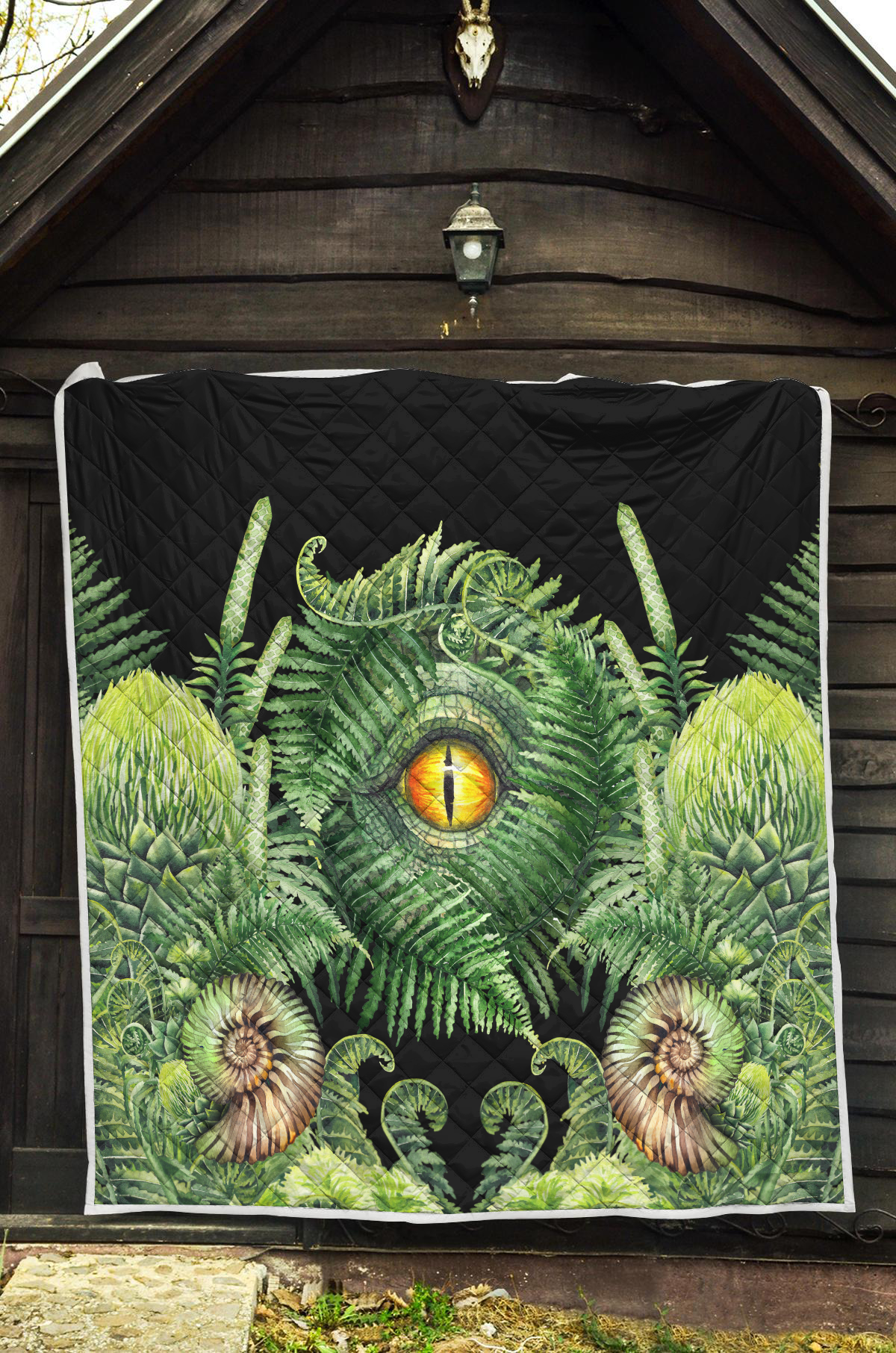 Eyes Dinosaur Quilt Seashell and Fern LT4 - Wonder Print Shop