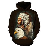 Chief Eagle and Wolf Native American Hoodie LT10 - Wonder Print Shop