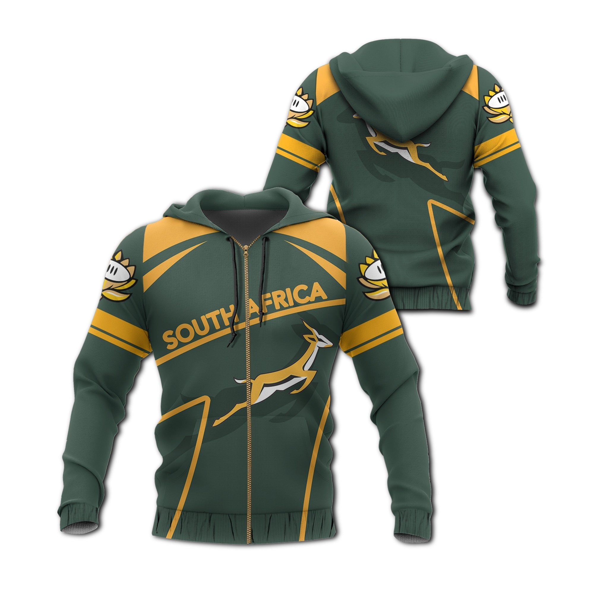 African Hoodie South Africa Springbok Zipper Hoodie Scorpio Style - Wonder Print Shop