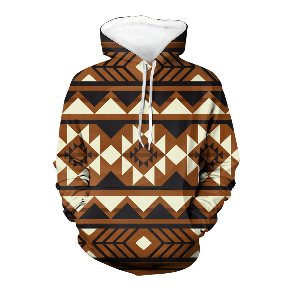 Brown Pattern Native American 3D Hoodie LT10 - Wonder Print Shop