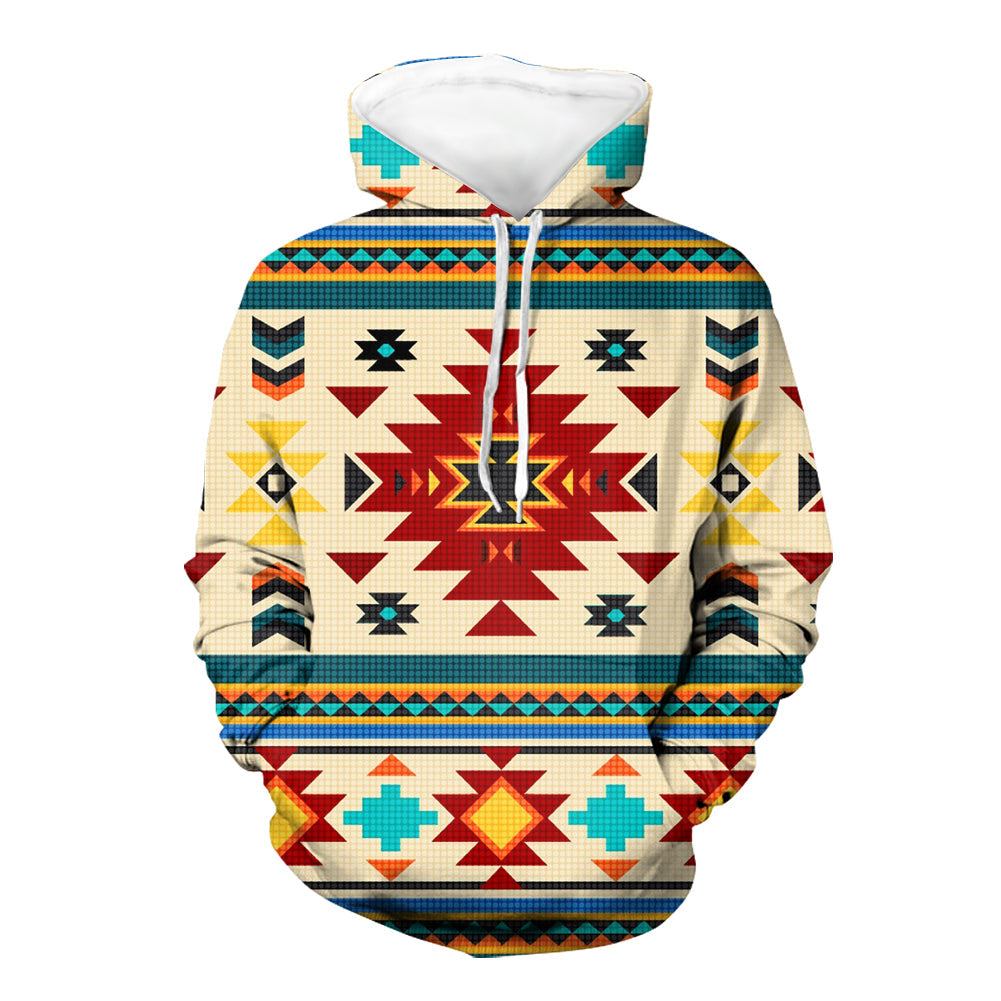 Blue and Red Pattern Native American 3D Hoodie LT10 - Wonder Print Shop