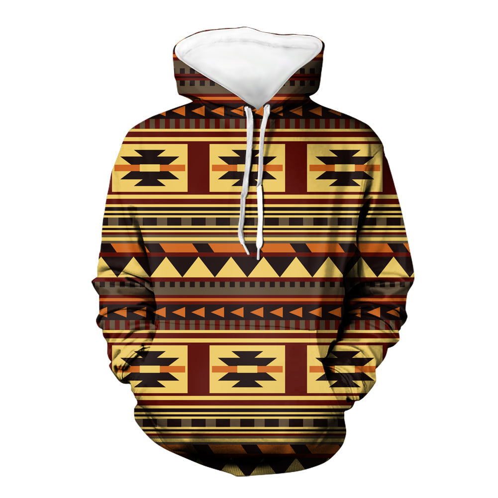 Brown Ethnic Pattern Native American 3D Hoodie LT10 - Wonder Print Shop