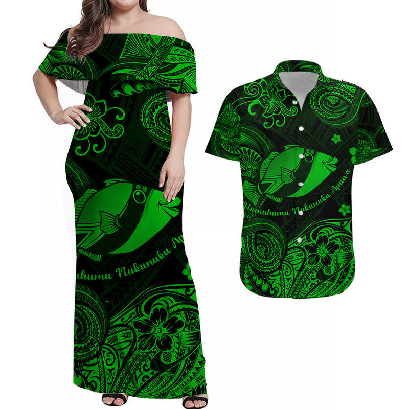 Hawaii State Fish: Humuhumu Nukunuku Apuaa Polynesian Matching Hawaiian Outfits For Couples Unique Style - Green LT8 - Wonder Print Shop