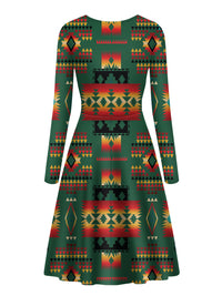dark-green-pattern-native-american-long-sleeve-dress