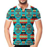 Blue Native Tribes Pattern Native American Polo T Shirt 3D LT10 - Wonder Print Shop