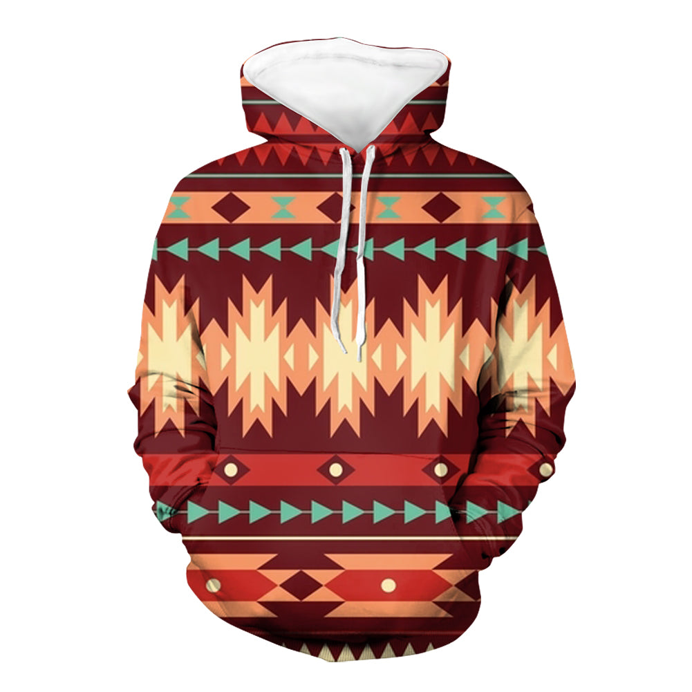 Red Ethnic Pattern Native American 3D Hoodie LT10 - Wonder Print Shop