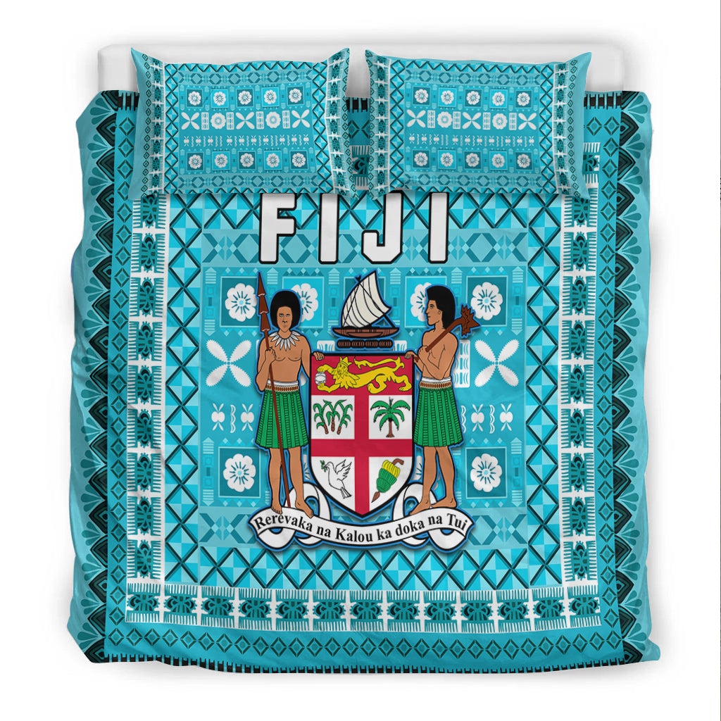 Fiji Bedding Set Pattern - Fijian Tapa Pattern Turquoise LT13 - Wonder Print Shop