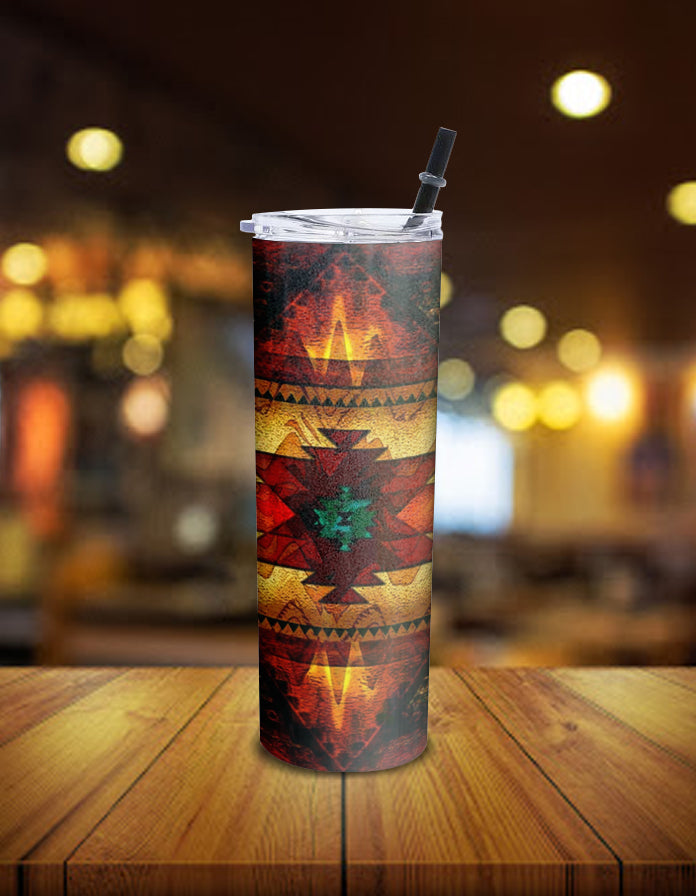 United Tribes Brown Design Native American Skinny Tumbler LT10 - Wonder Print Shop