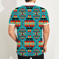 Blue Native Tribes Pattern Native American Polo T Shirt 3D LT10 - Wonder Print Shop