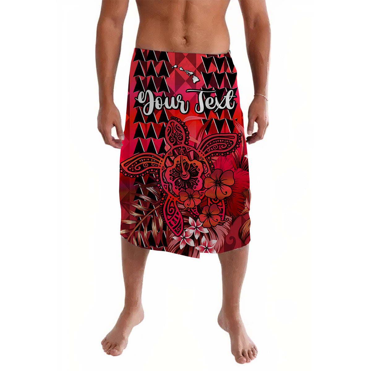 Custom Personalised Hawaii Flowers Lavalava Red Tribal Pattern Hawaiian LT13 - Wonder Print Shop