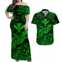 Hawaii Turtle Map Polynesian Matching Hawaiian Outfits For Couples Kanaka Maoli Unique Style - Green LT8 - Wonder Print Shop