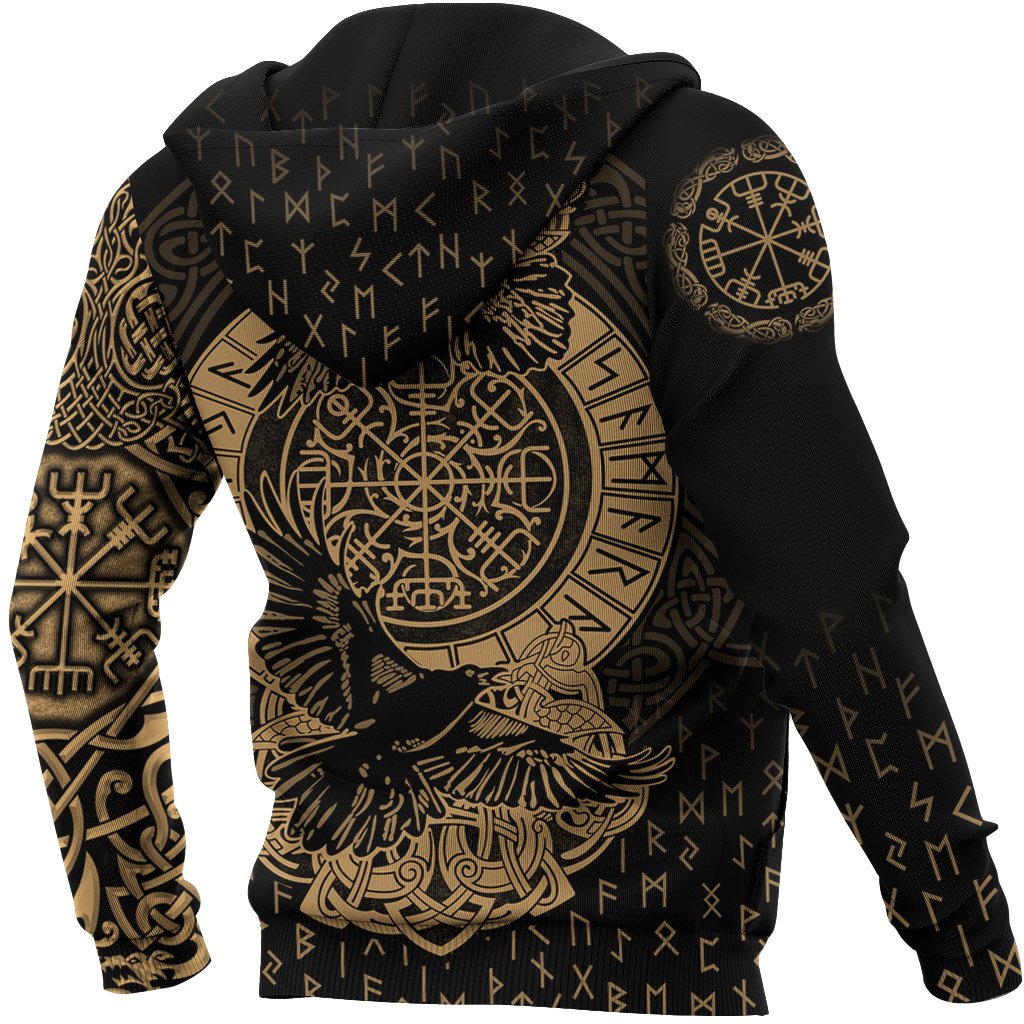Viking Zip Hoodie - Nordic Raven Tattoos RLT12 - Wonder Print Shop