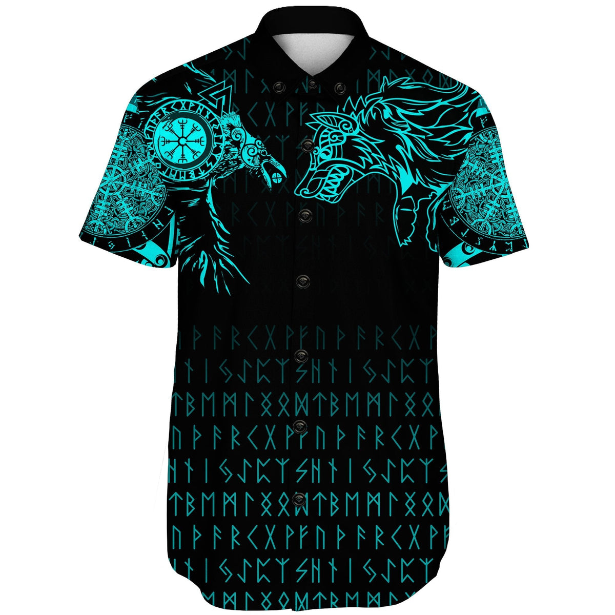 viking-shorts-sleeve-shirt-raven-and-wolf-special-tattoo