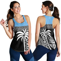 Fiji Tapa Pattern Women Racerback Tank Coconut Tree LT13 - Wonder Print Shop