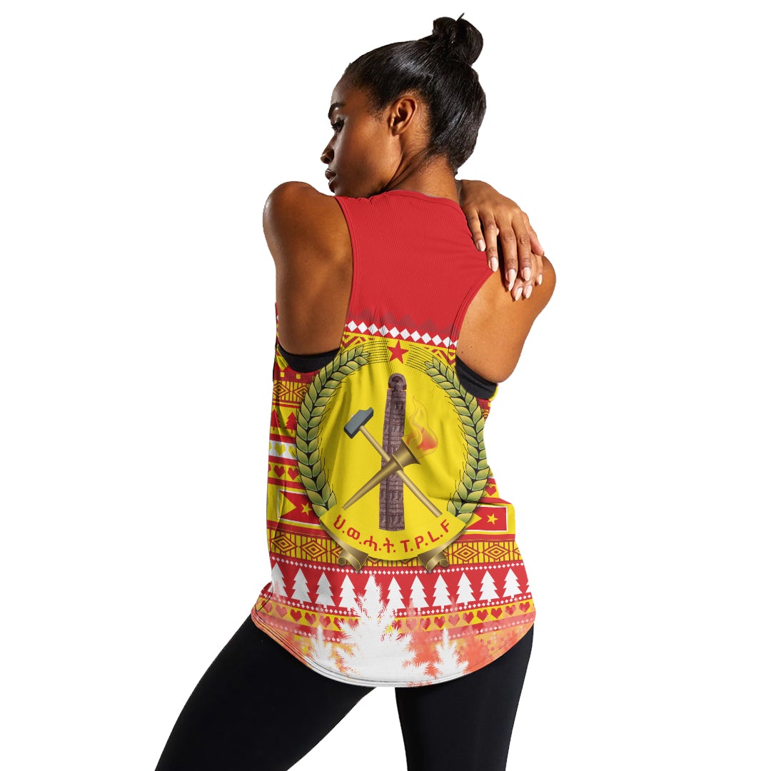 Tigray Women Racerback Tank Merry Christmas Mix African Pattern LT13 - Wonder Print Shop