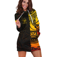 (Custom Personalised) Marquesas Islands Tiki Hoodie Dress Gradient Marquesan Tattoo LT13 - Wonder Print Shop