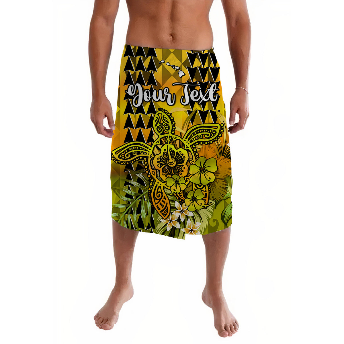 Custom Personalised Hawaii Flowers Lavalava Gold Tribal Pattern Hawaiian LT13 - Wonder Print Shop